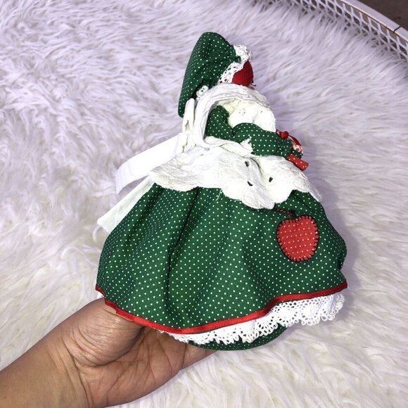 Vintage MRS CLAUS Handmade Christmas Doll Embroidered Dress Padded Self Stand - Picture 7 of 10